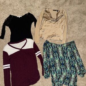 4 for 1 tops bundle- 2 blouses, 2 tops